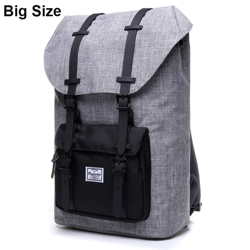 Gray-Black Bodachel модный рюкзак для мужчин и женщин 15,6 ''рюкзак для ноутбука большой мужской водонепроницаемый прочный рюкзак для путешествий - Цвет: Gray-Black
