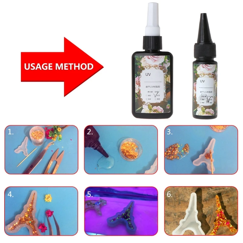 

UV Resin Epoxy DIY Jewelry Making Transparent Soft Quick Solidify Crafts 25/50ml 62KE