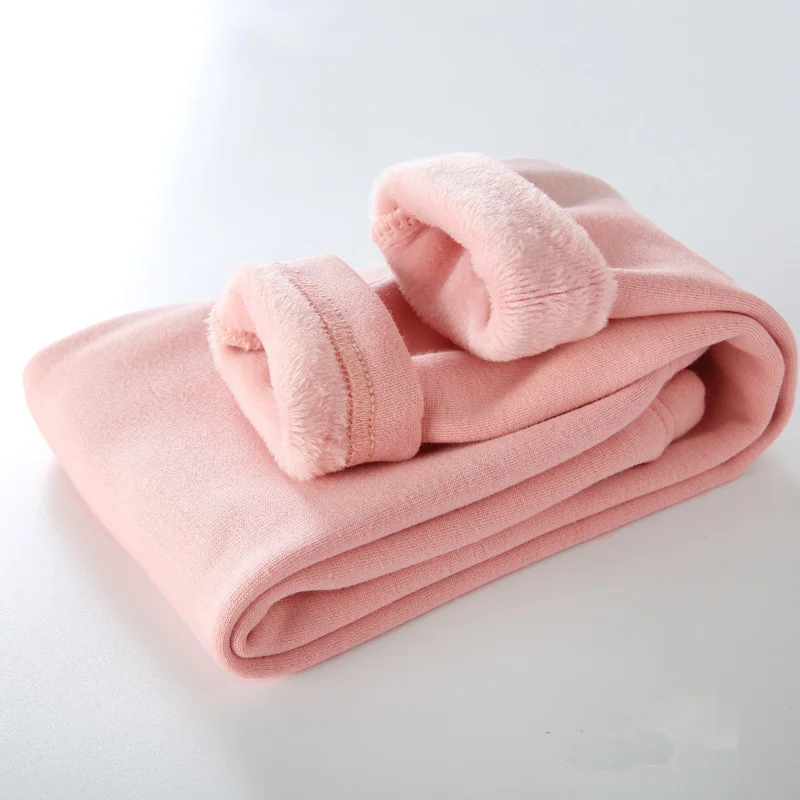 pink Новые брюки для девочек детские зимние плотные теплые брюки леггинсы для девочек теплые хлопковые леггинсы с эластичной резинкой на талии штаны для девочек - Цвет: pink