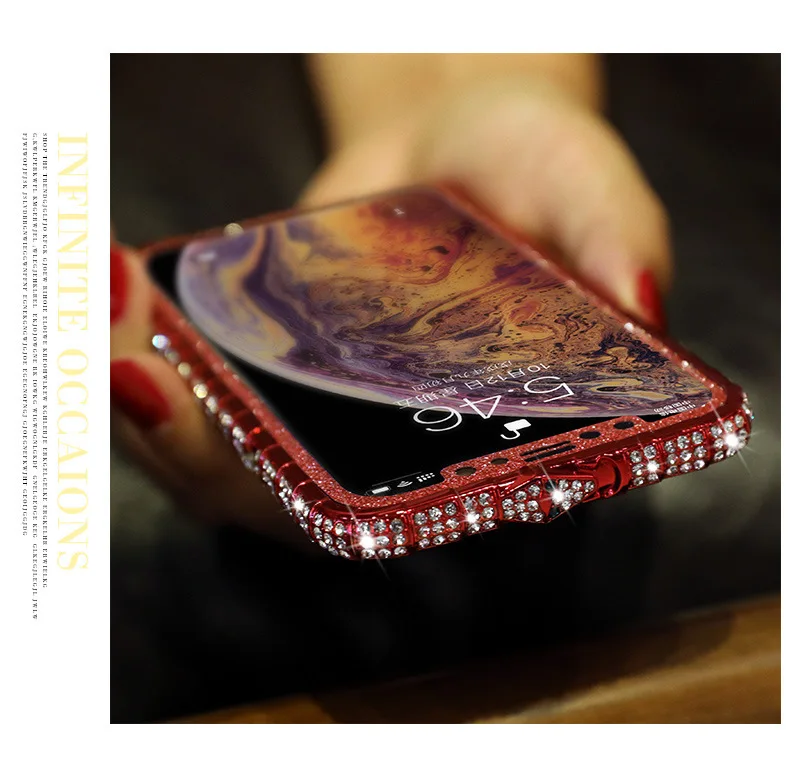 Стразы-бампер для iphone 11 pro max 10, чехол для Apple iphone XR xs max x 6 6s 8 7 plus, блестящий металлический чехол с алмазной рамкой