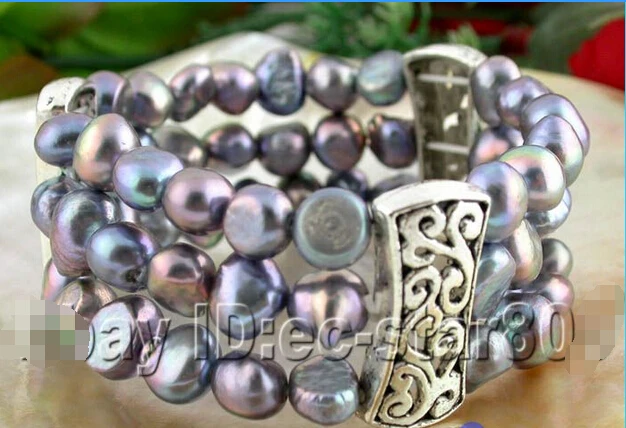 Стрейч! Браслет с жемчугом в стиле барокко 3 ряда 9 мм | Украшения и аксессуары