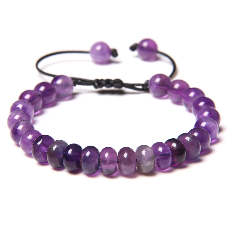 

Natural Stone Amethysts Tiger Eye Beads Bracelet 8mm Quartz Crytsal Beaded Braided Charm Bracelet for Women Men Yoga Jewelry