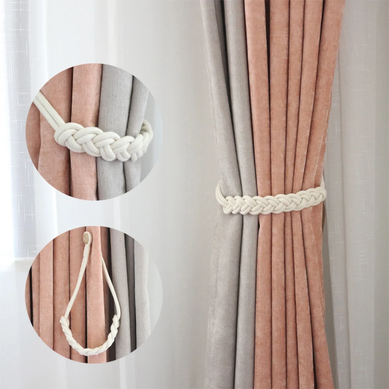 

1pc Handwork Woven Cotton Magnet Curtain Tieback Buckle Curtain Holder Drapery Home Decoration Creative Decorative Room