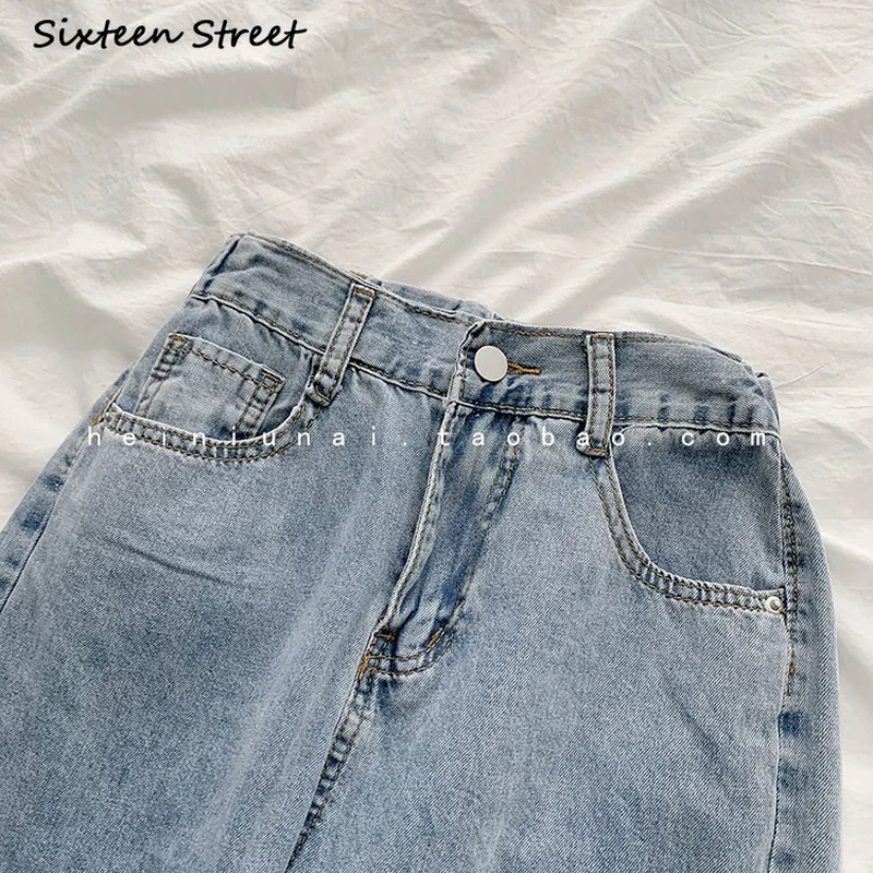 Джинсы бойфренды женские с завышенной талией винтажные брюки из денима разрезом