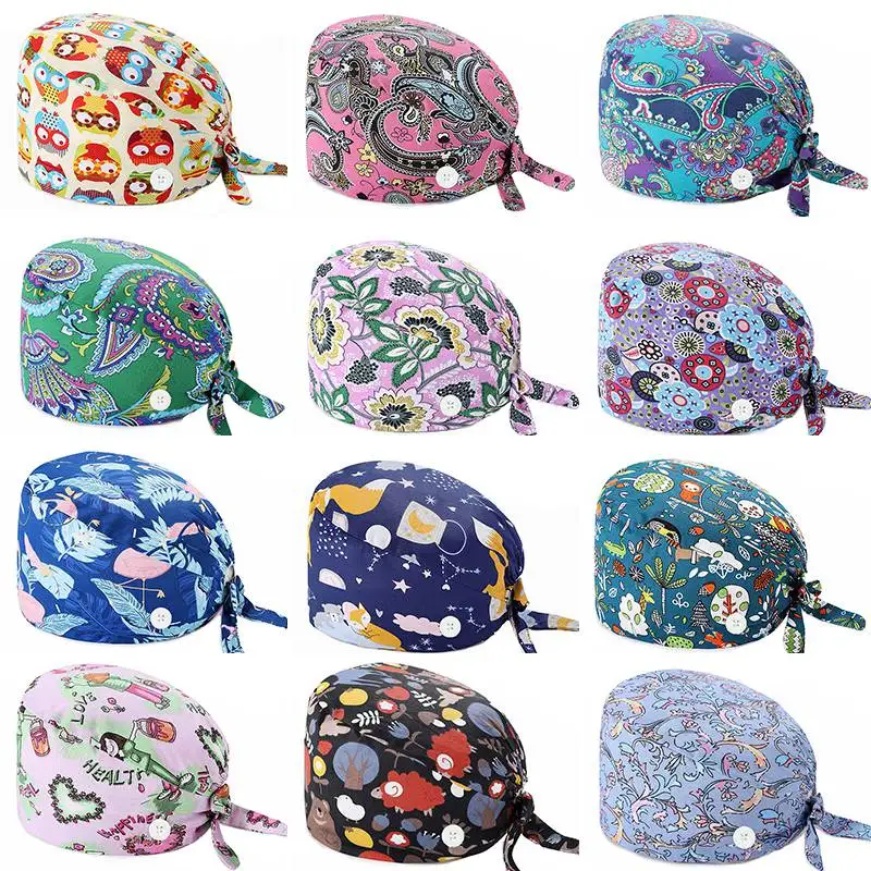 Скрабы шапки регулируемые хлопчатобумажные бюстгальтеры зуб с рисунком печать