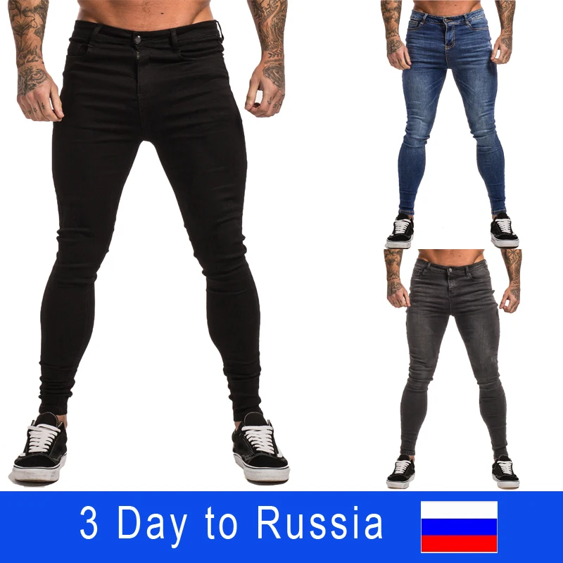 Джинсы скинни GINGTTO мужские зимние теплые флисовые черные джинсовые брюки стрейч