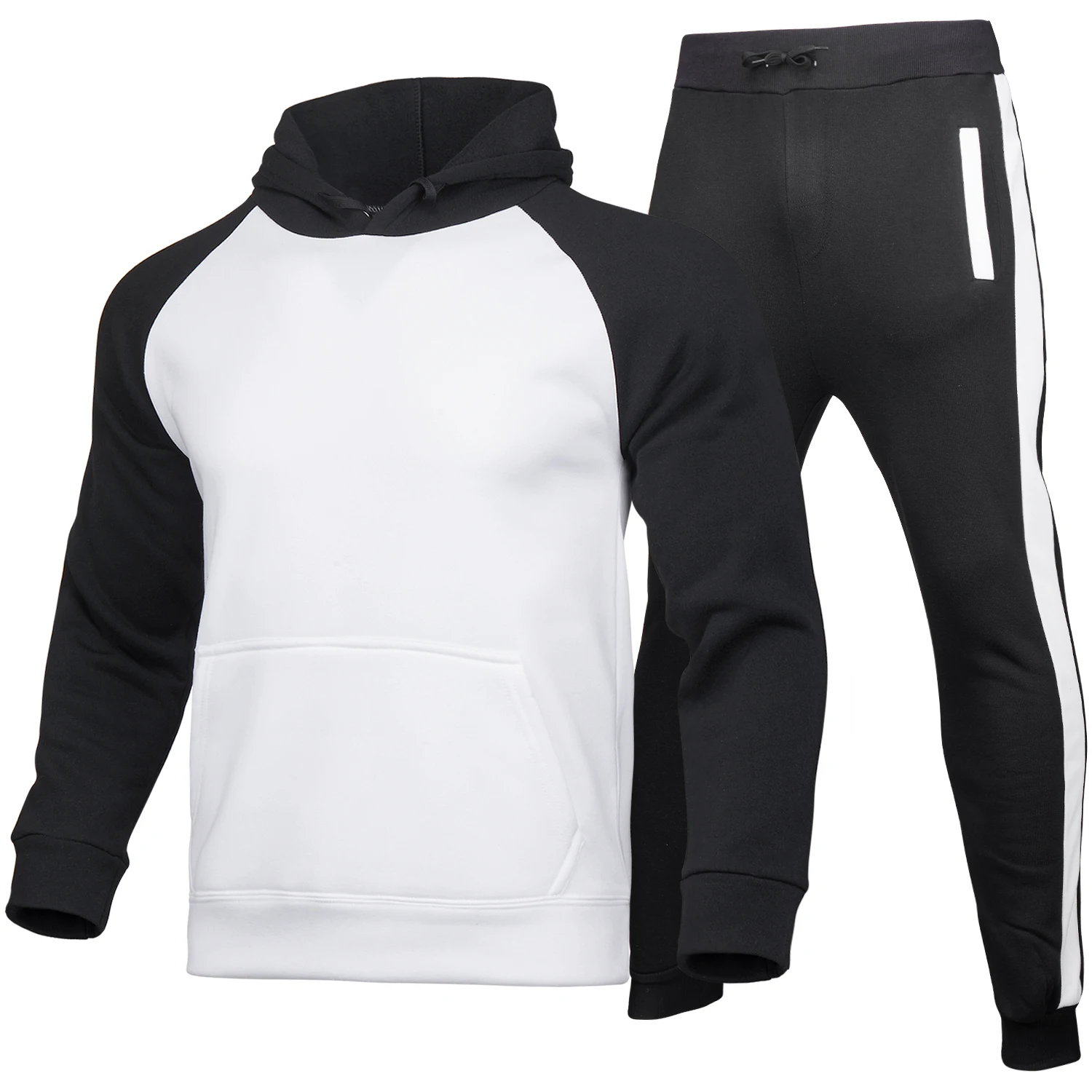 

Hoodies Set Fashion 2021 Autumn Brand White Black Men Casual Tracksuit Mens Set Sports 2 Piece Sweatshirts+Sweatpants Male Suit