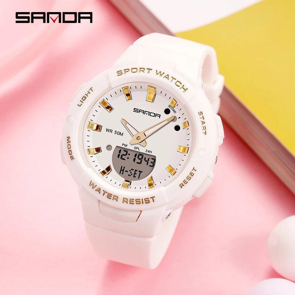 

SANDA 2021 модный бренд Bew роскошные женские спортивные часы военные водонепроницаемые многофункциональные светодиодные цифровые кварцевые ча...