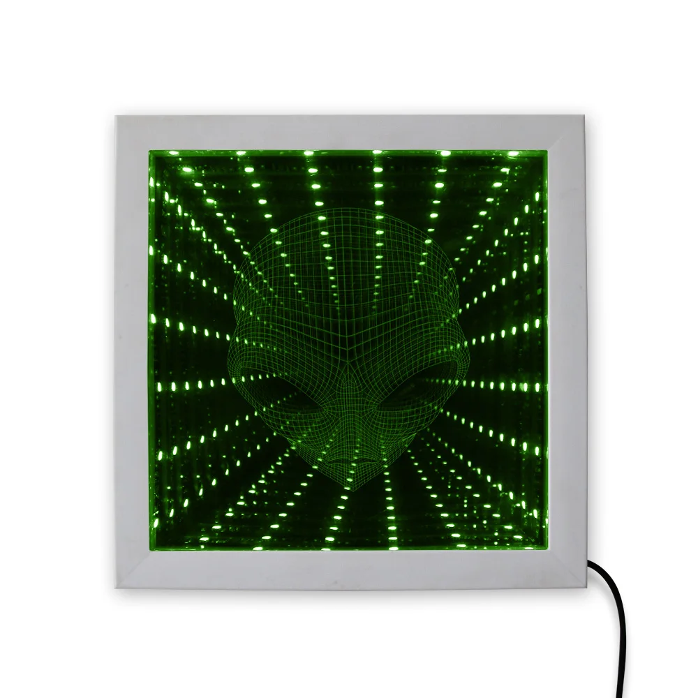 3D Pop-eyed Alien светодиодный Vortex Tunnel Infinity Mirror потрясающее оптическое зеркало с