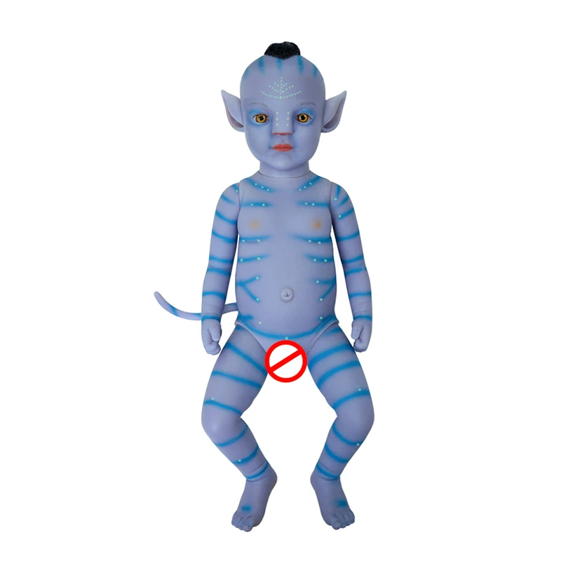 

20'' Night Light Reborn Baby Doll Lifelike Newborn Blue Baby Boy Full Vinyl Doll Gift Toy for Children Creative Personality Gift