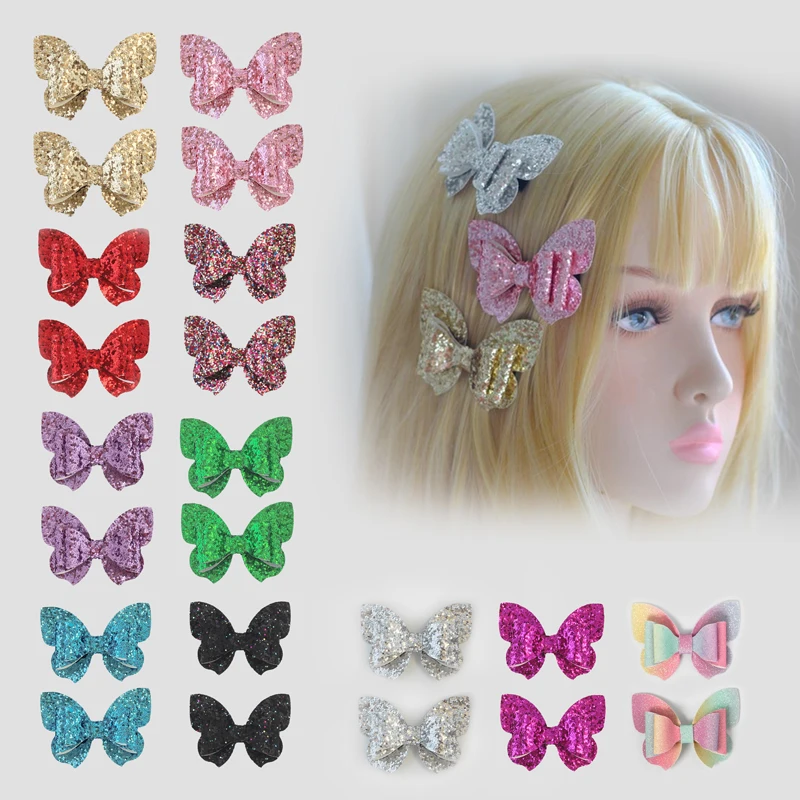 2 шт. заколки бабочки с блестками милая бабочка блестящая Шпилька для волос