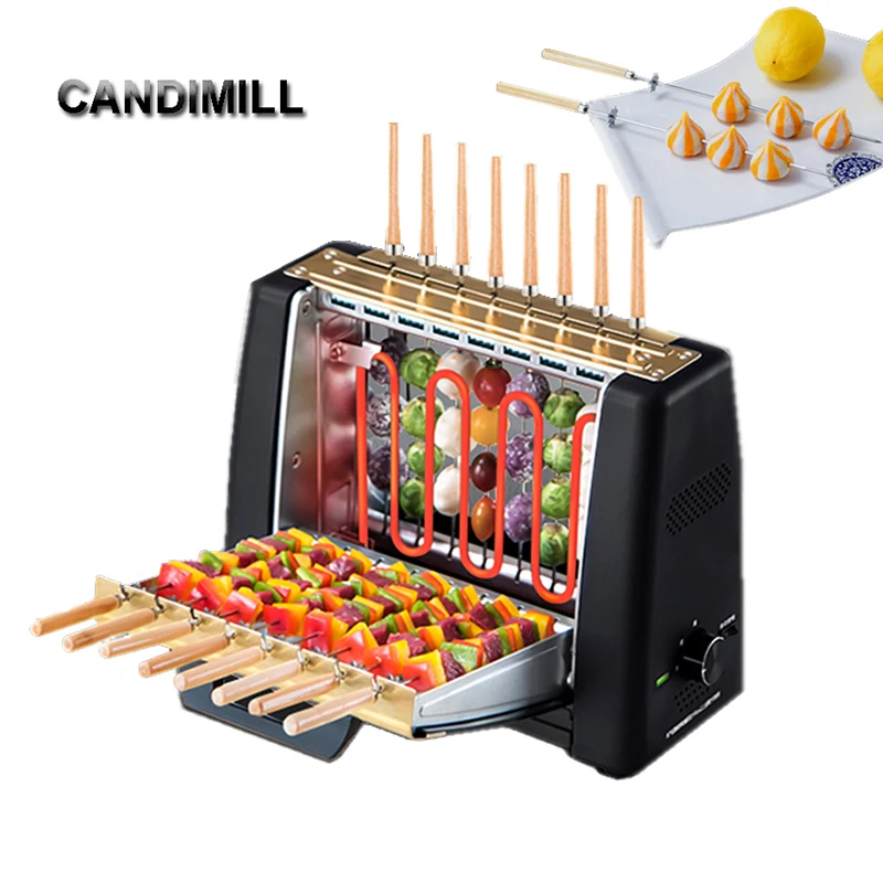 CANDIMILL Automatic Smokeless Barbecue Machine BBQ Grill Home Electric Skewer Oven Rotisserie, 220V