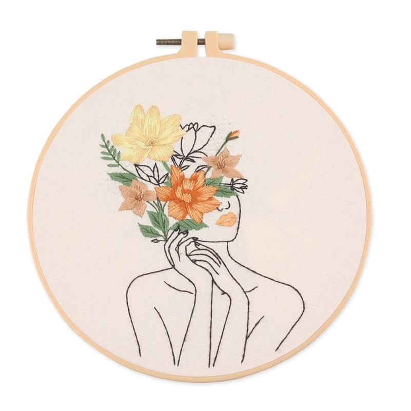 

Full Range Embroidery Starter Kit - Flower Patterns - Contains all Embroidery Materials and Tools - DIY Embroidery Kits (A)