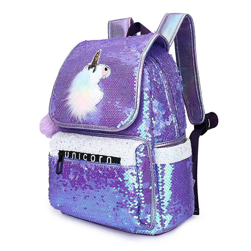 Girls Sequins Unicorn Backpack  Children's School Bags Backpack Large Kawaii Schoolbags Kids Back Pack Mochila Christmas Gifts