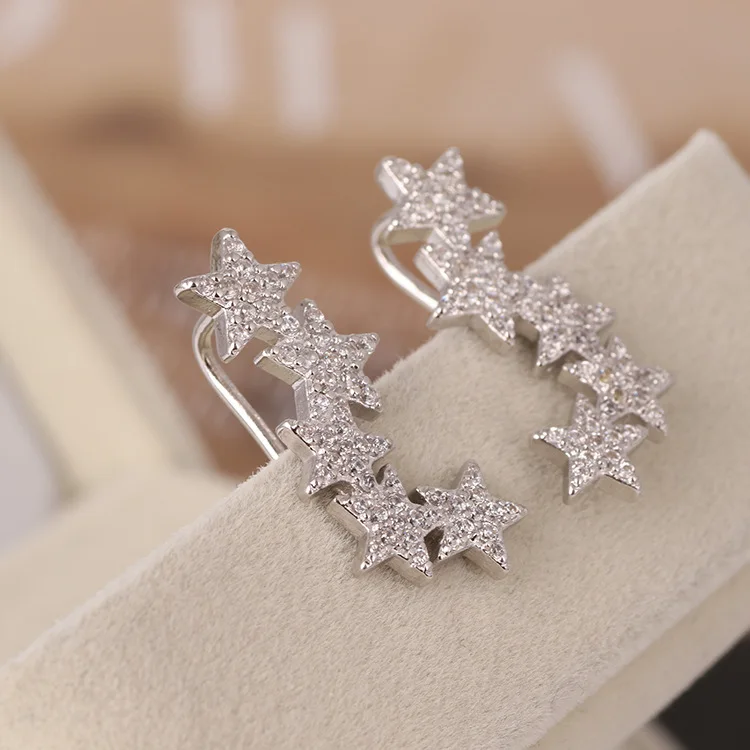 

Full diamond zircon, five-pointed star, gypsophila earrings