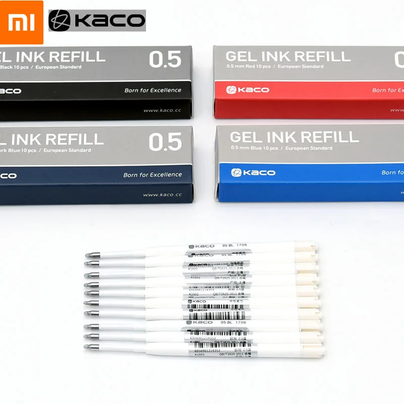 

Xiaomi KACOGREEN Gel INK Refill 0.5MM European Standard Refill For Retractable Gel Pens Office Supplies 10pcs/Box