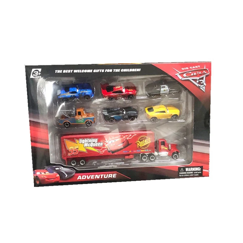 

7pcs Disney Pixar Car 3 Models Lightning Mcqueen Jackson Storm Mack Uncle Truck 1:55 Diecast Metal Car Model Toy Christmas Gift
