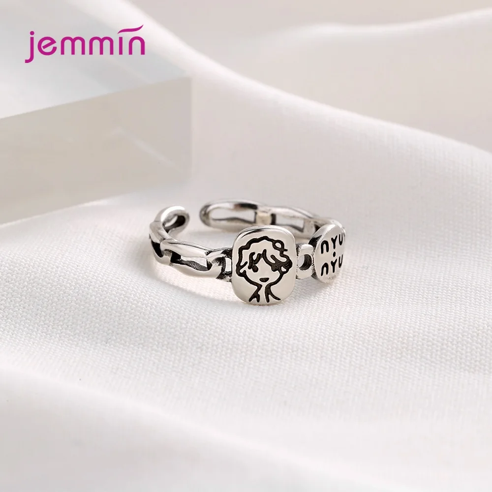 

Korean Simple 925 Sterling Silver Metal Girls Letter Open Rings Design Finger Rings For Women Girls Party Jewelry Gifts