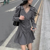 korean blazer dress women vintage button ruffle design mini bodycon dress fashion elegant office lady y2k suit dress autumn 2021