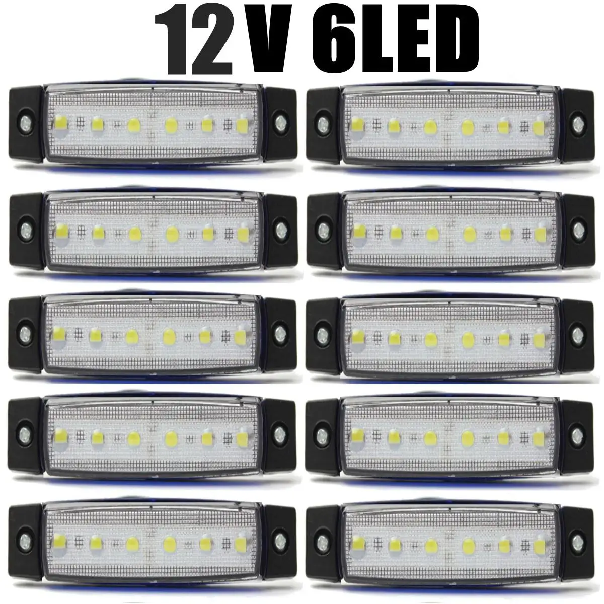 10pcs 12V white 30X DC светодиодный 12 в 6 SMD 10 белый+ 10 желтый+ 10 красный светодиодный автомобильный Автобус Грузовик боковой габаритный индикатор низкий прицеп светильник задний боковой фонарь - Цвет: 10pcs 12V white