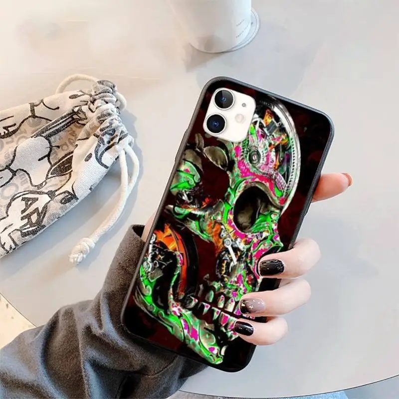 

Skull fashion art horror color Phone Case for iPhone 12 11 mini pro XS MAX 8 7 6 6S Plus X 5S SE 2020 XR