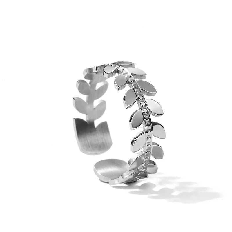 

IPG14K Olive Branch Ring Open Cuff Adjustable Rings Jewelry For Summer Free Shipping