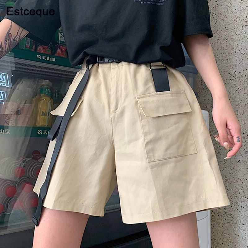 Fashion Women Military Style Cargo Shorts Elastic High Tail Short Broek New 2019 Summer Random Right | Женская одежда