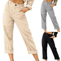 80hotelastic waist woman pants solid color casual high waist straight loose casual trousers ladies clothing