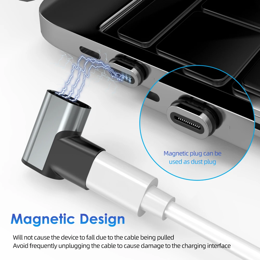 FLOVEME 100W USB to Type C Magnetic Adapter Fast Charge Type C Converter Magnetic Cable Right Angle Usb C Connector for Xiaomi