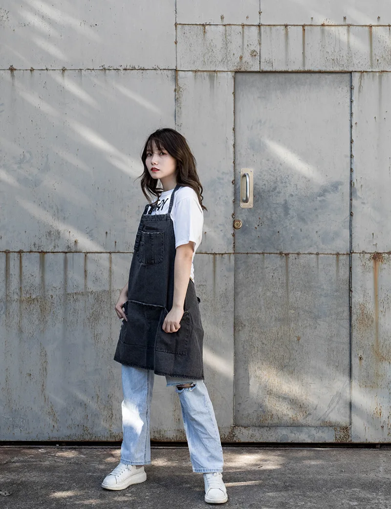 Хлопковый джинсовый фартук Модный корейский комбинезон для взрослых