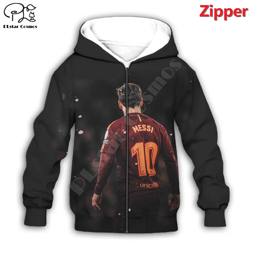 

PLstar Cosmos Lionel Messi Fashion 3D Print Summer Kids Hoodies Zipper Hooded Football Star Casual Sweatshirt Brand Clothing M10