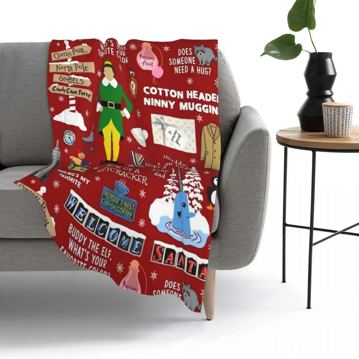 

Зимнее плотное Фланелевое Флисовое одеяло Buddy The Elf с коллажем, пушистое одеяло, домашнее покрывало для дивана, спальни, постельное белье для ...