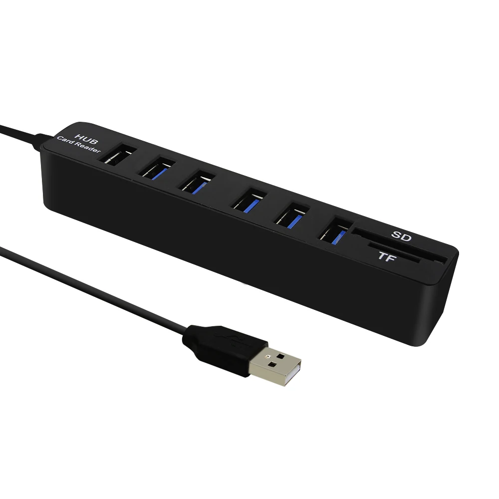 USB 2 0 концентратор usb хаб все в одном кард ридер расширитель 6 Порты HUB + TF/SD комбо