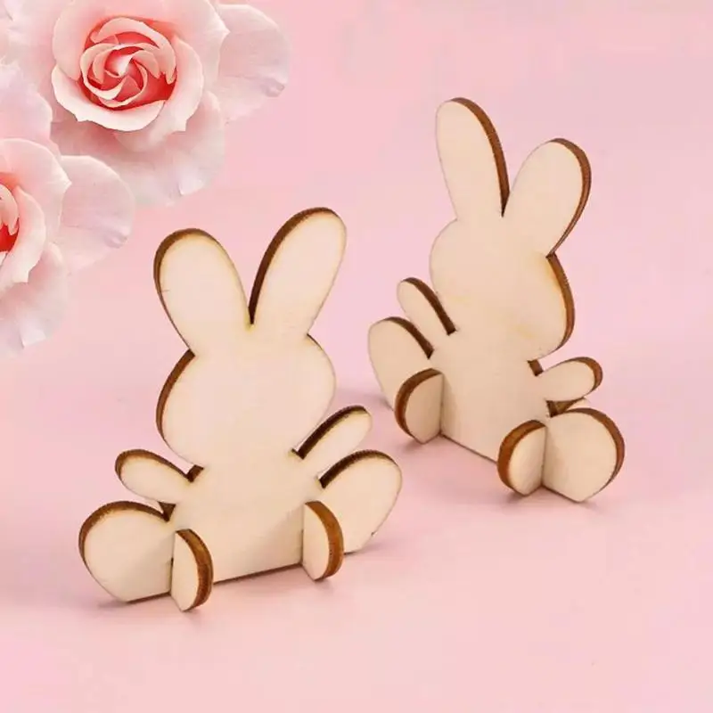 

Happy Easter Decor Wooden Rabbit Craft Easter Eggs Event Ornaments Bunny Hanging Egg Ornament U9X3