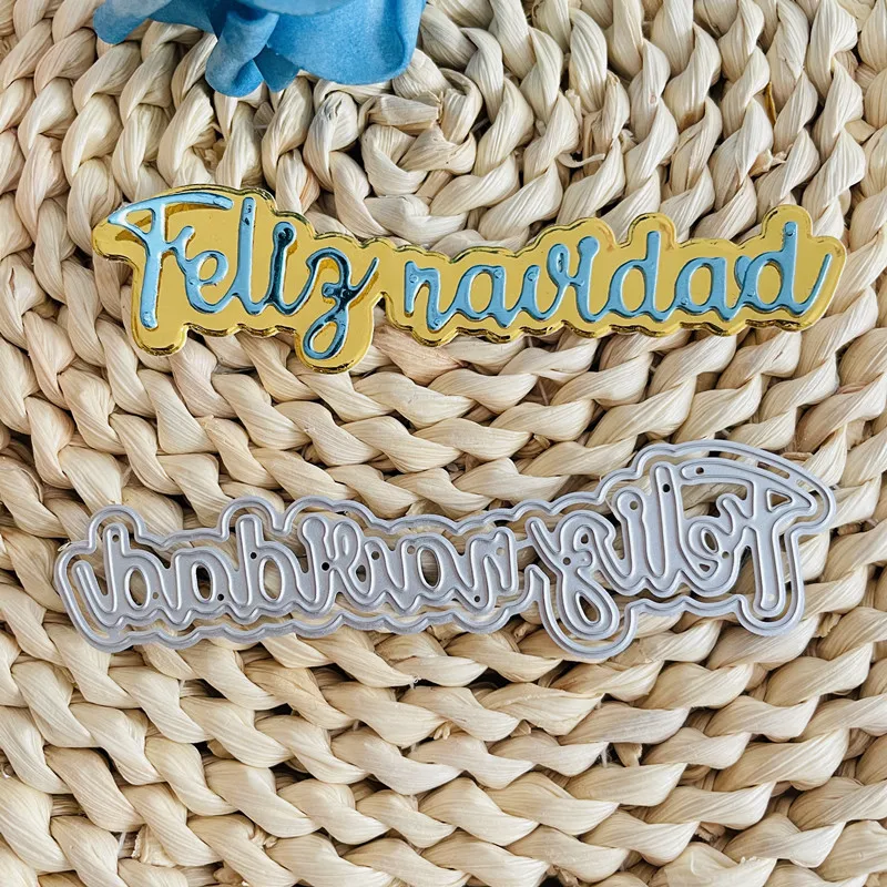 

Spaish, испанское слово, Счастливого Рождества, штампованные металлические штампы, «сделай сам», скрапбукинг, бумажные открытки, тиснение, рем...