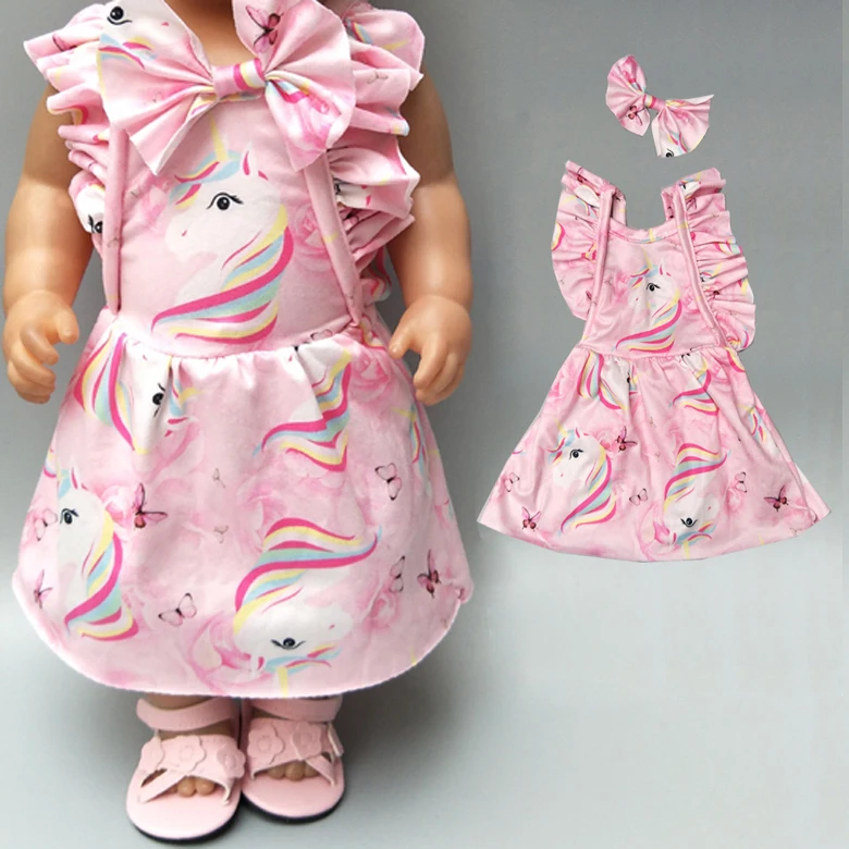 Куклы платье с бантиком для возраста 18 дюймов Девочка Кукла Одежда Bebe кукла