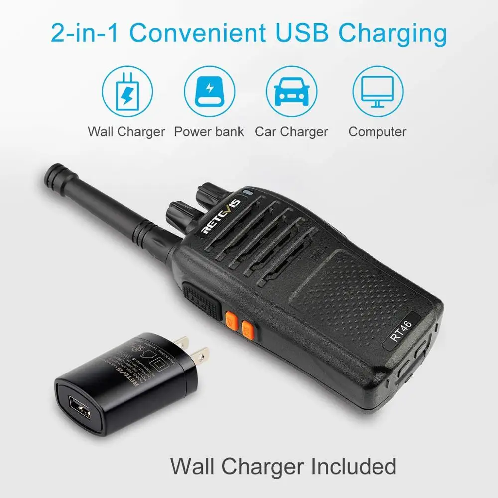 Рация RETEVIS RT46 6 шт. PMR Radio PMR446 FRS Портативное двухстороннее радио VOX Зарядка Micro USB