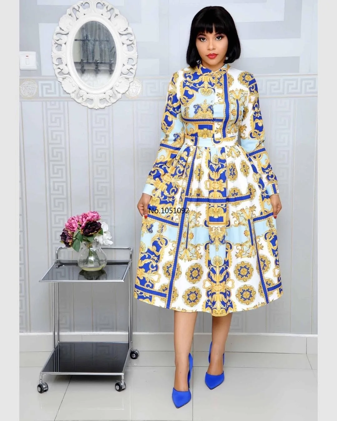 3XL размера плюс одежда в африканском стиле Трендовое платье миди с цветочным