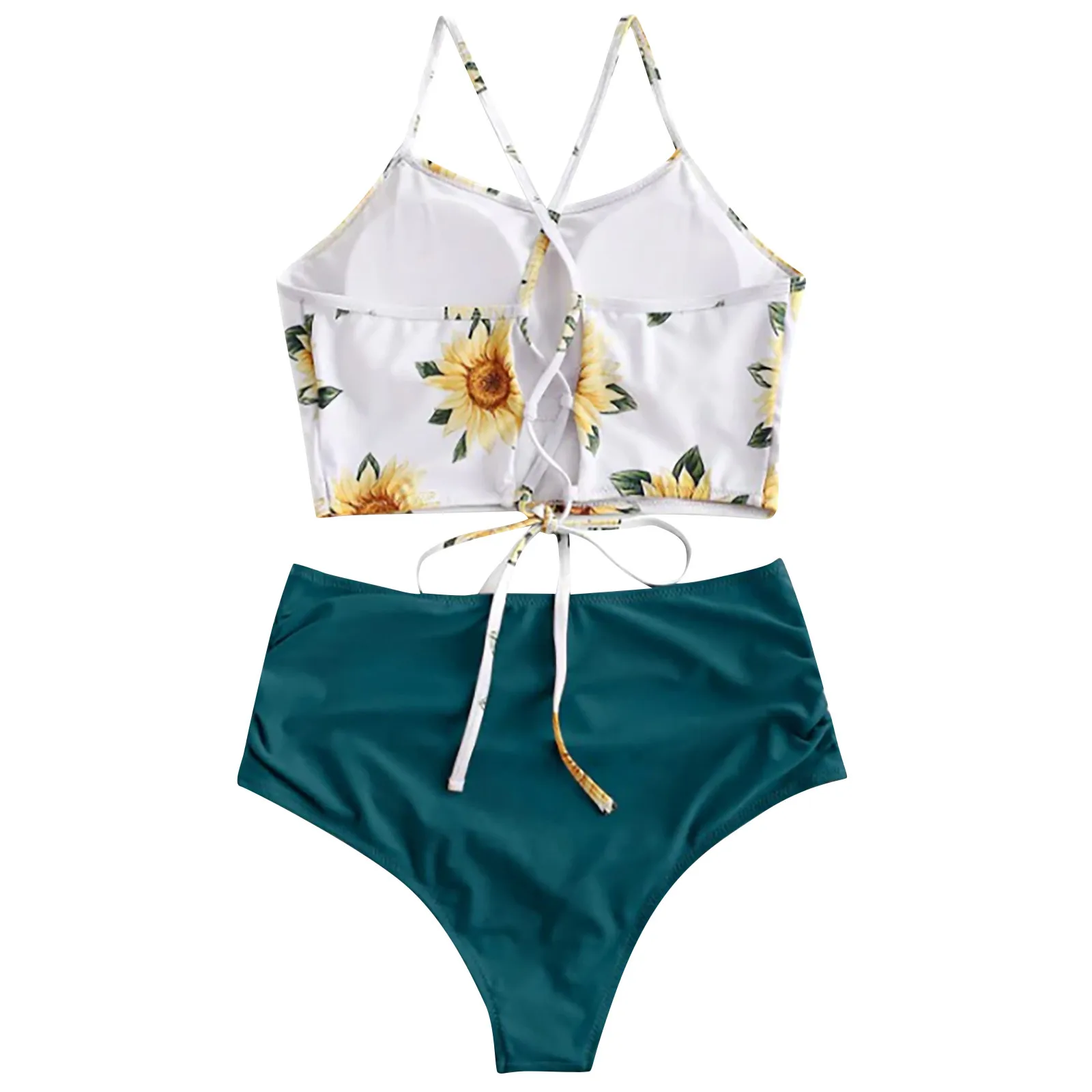 Женское летнее бикини разных цветов пикантное однотонное с высокой талией на