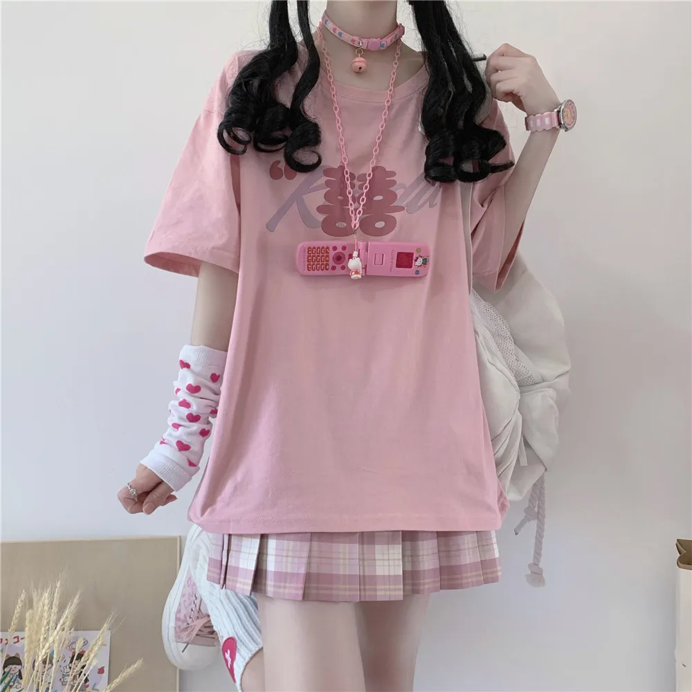 

Short-sleeved T-shirt female summer student print loose all-match blouse trend