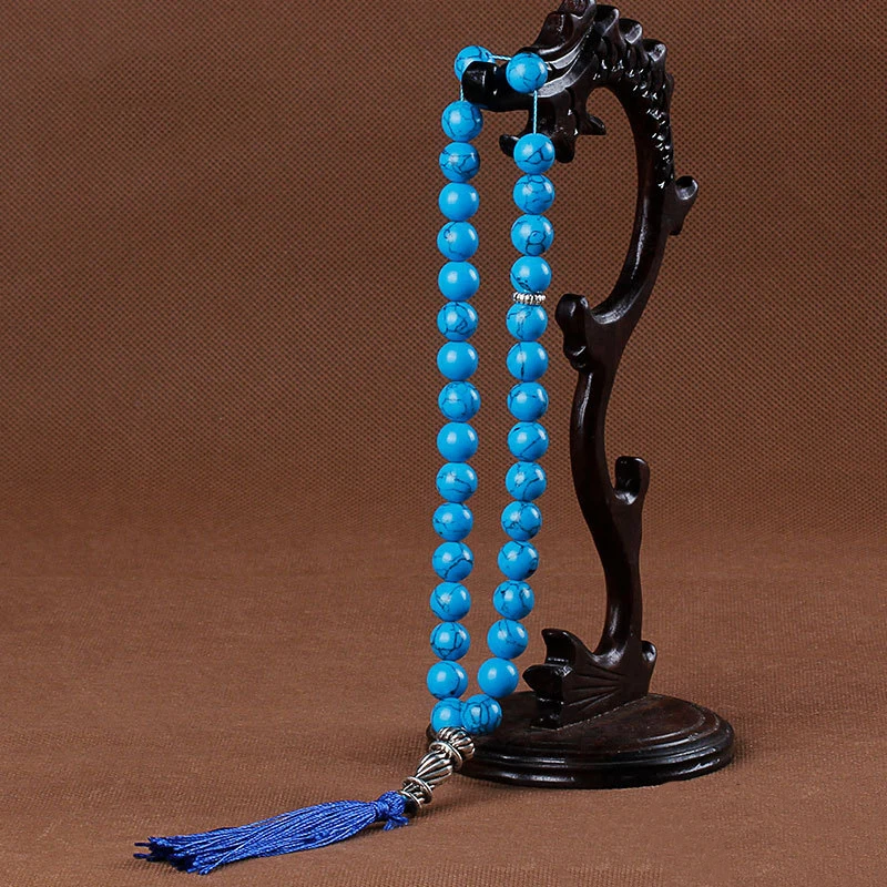 Tesbih исламские молитвенные Бусы Tasbih мусульманские молитвенные четки из бусин очаровательные ювелирные изделия натуральный агатовый камень браслет - Окраска металла: 10mm 33pcs