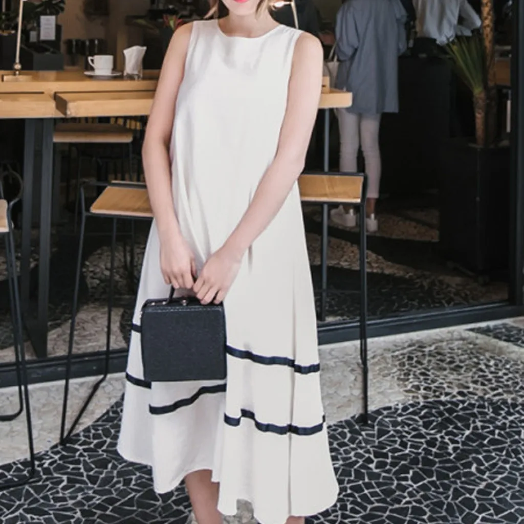 Платье без рукавов с цветочным принтом для женщин плюс размер летнее платье