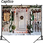 Каписко зима Рождество фон для фотографии белая деревянная дверь дом фон украшения фотосессия Реквизит Поставки