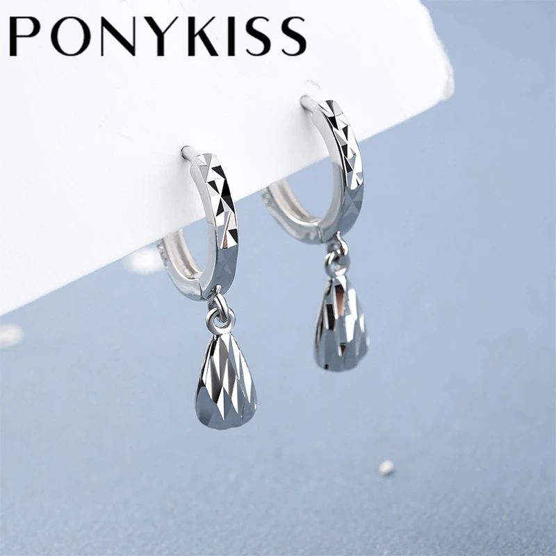 

Серьги-кольца PONYKISS женские из серебра 925 пробы с узором в виде капли воды