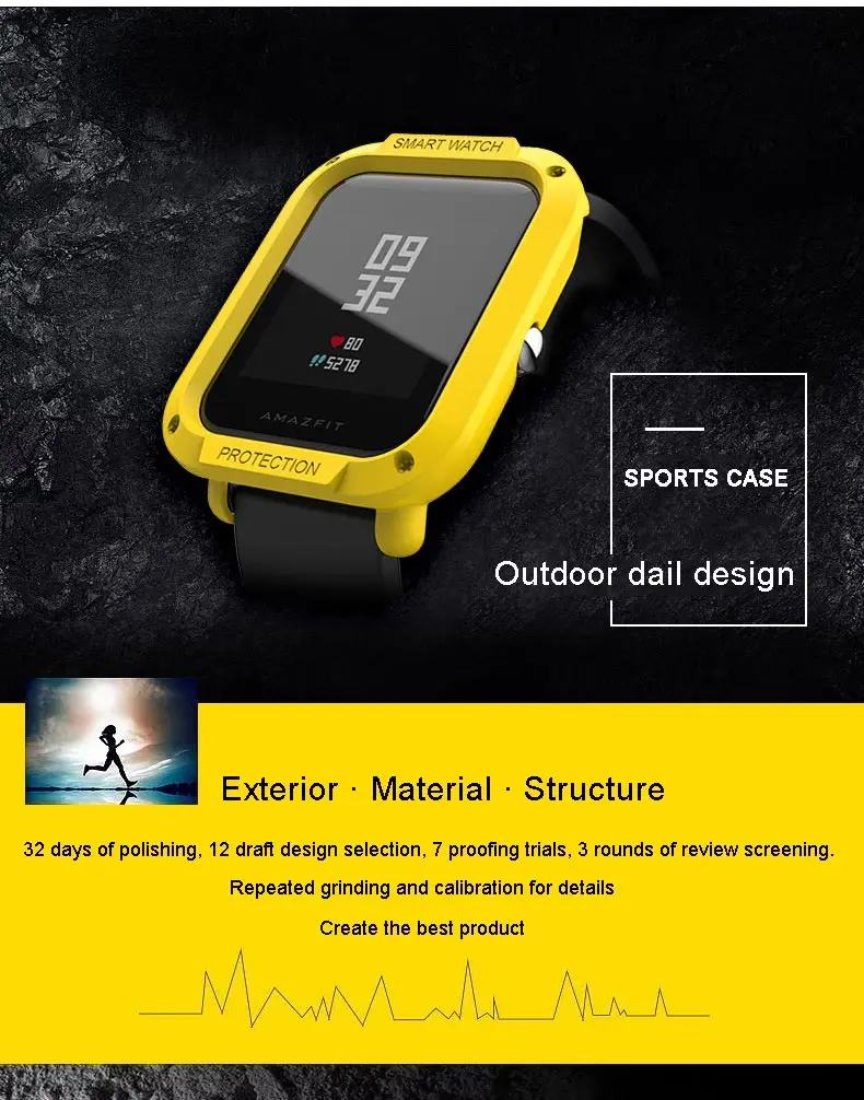 Многоцветный PC покрытие протектор для часов для Huami Amazfit Bip Молодежные часы чехол смарт-спорт крышка Замена аксессуары