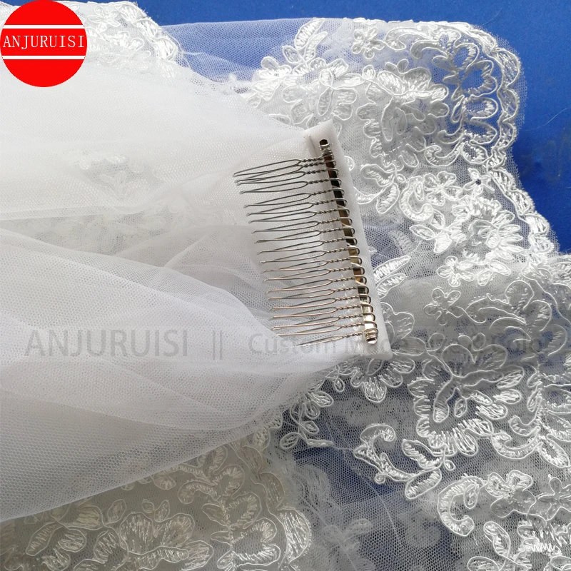 Фата свадебная двухслойная короткая с кружевными краями Белый Тюль кружевной