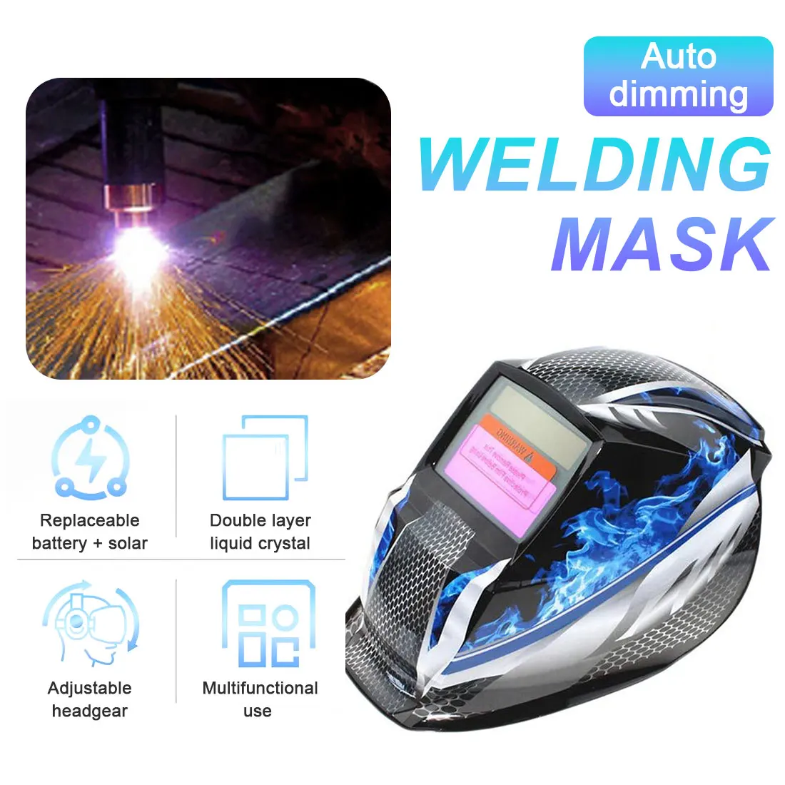 

Сварочная маска-хамелеон с автоматическим затемнением, шлем для сварки, маска для сварки, натуральный цвет, 4 датчика дуги, солнечная батаре...