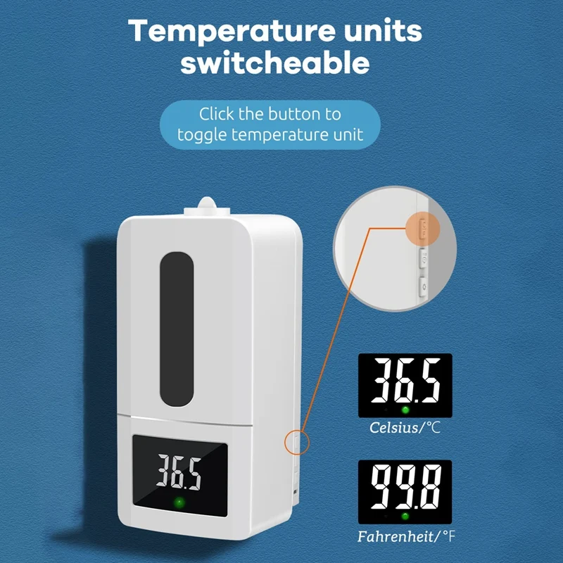 

Automatic Touchless Wall Mounted Sprayer Soap Dispenser,Infrared Sensor High Temperature Alarm Thermometer
