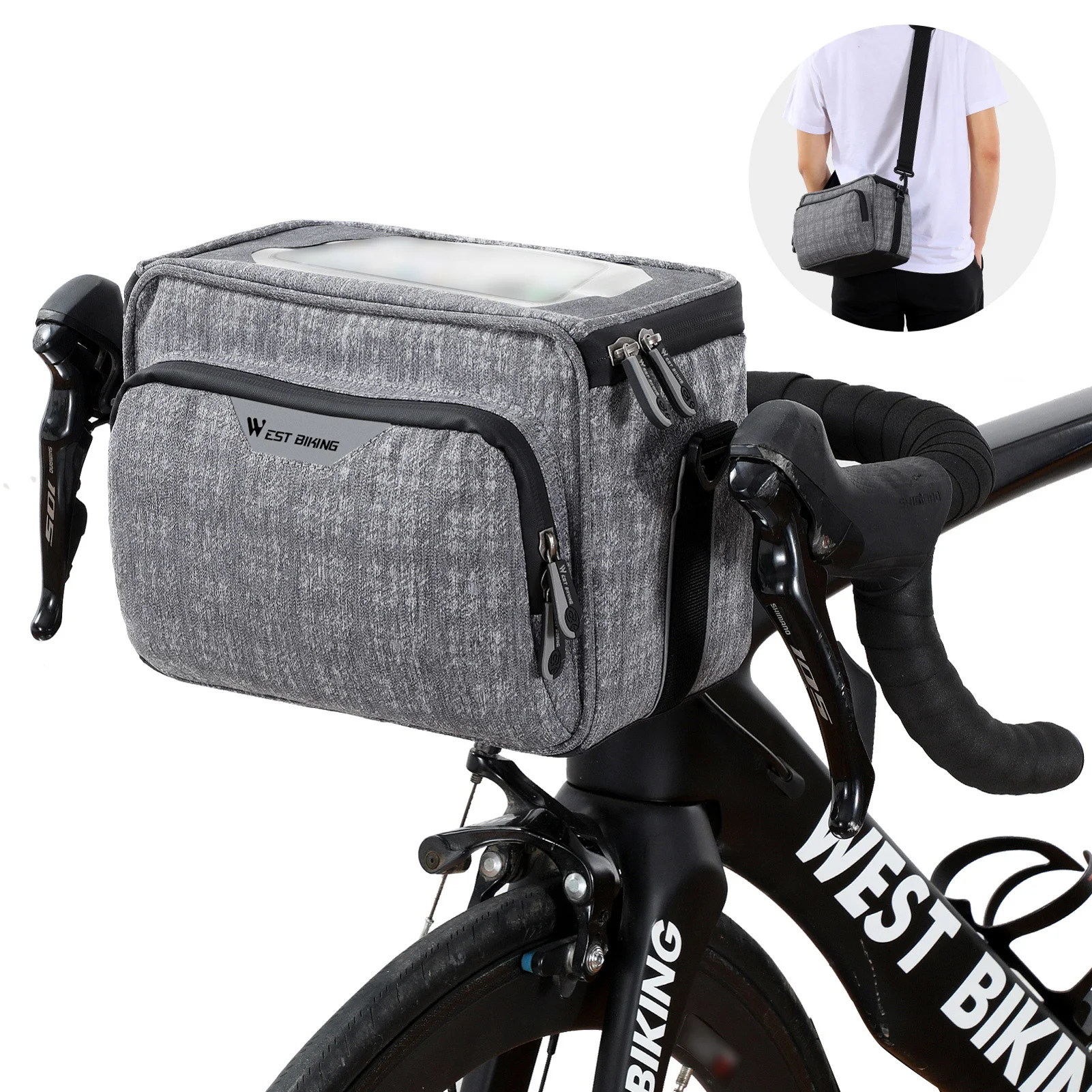 

WEST BIKING 4,5-5L велосипеда Headpack велосипедная сумка посылка сенсорный экран-Экран чехлы для телефонов Водонепроницаемый горного велосипеда на п...