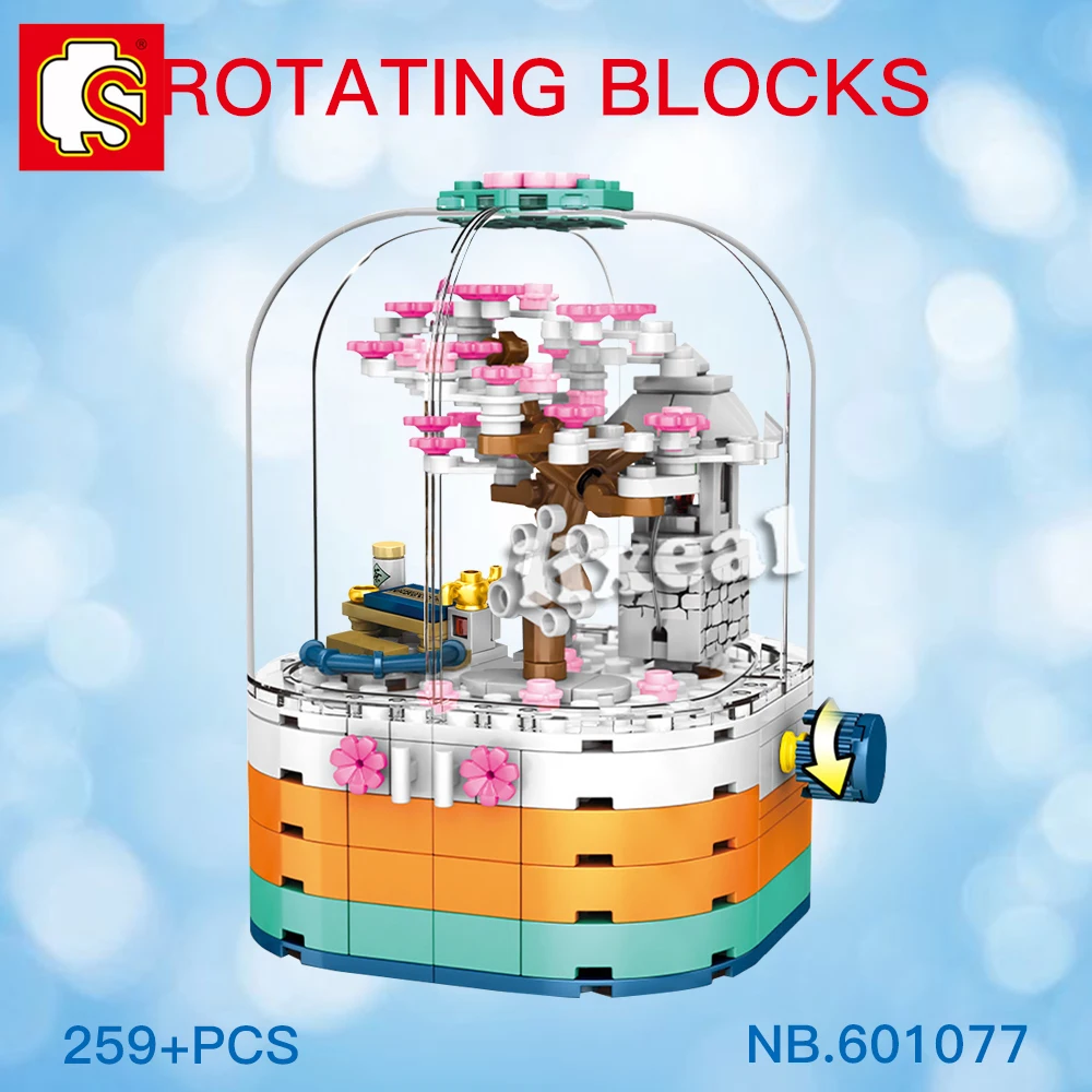 Со светодиодной подсветкой вращающаяся коробка строительные блоки сезон цветов